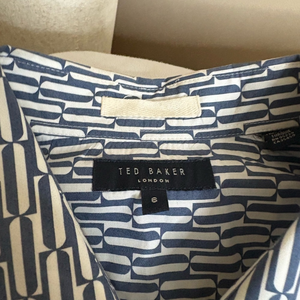 Ted Baker Mens Button Down Long Sleeve Shirt Size 6 Printed Pattern Stretch - Picture 3 of 3